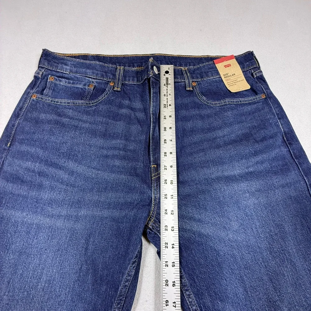 Levis 505 Regular Fit‎ Straight Leg Blue Denim Jeans Mens 36x32 Indigo NWT